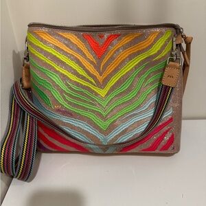 Consuela Red and Orange Chevron Crossbody Bag